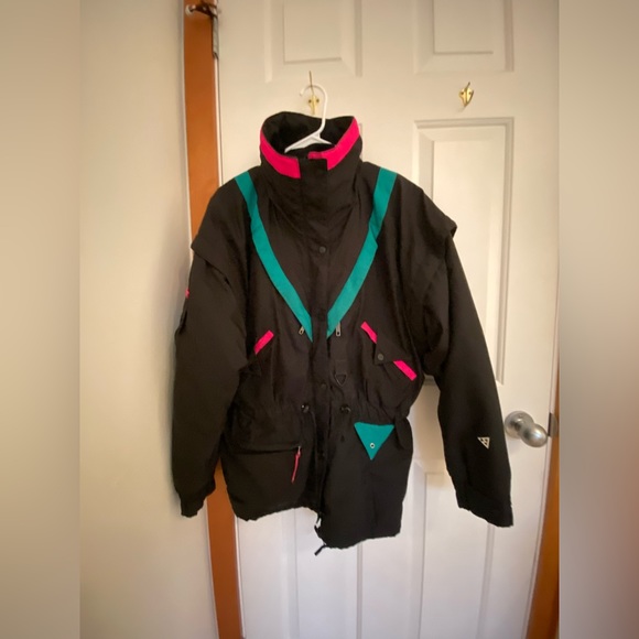 vintage 80s black ski jacket like new NWOT - Picture 5 of 7